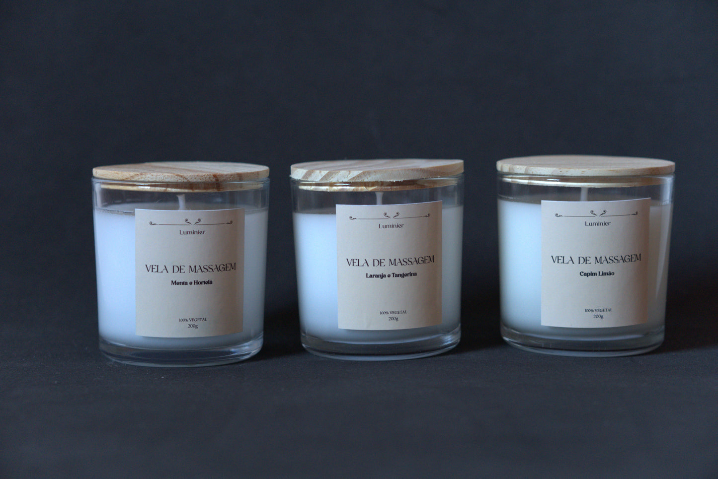 Vela Aromática de Massagem - Aromas: Capim Limão, Laranja e Tangerina, Menta e Hortelã