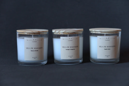 Vela Aromática de Massagem - Aromas: Capim Limão, Laranja e Tangerina, Menta e Hortelã